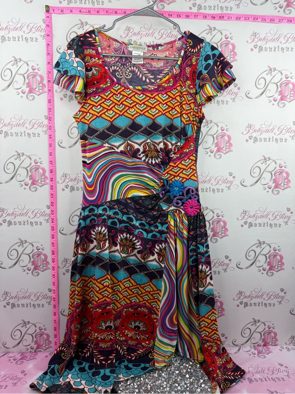 FARINELLI dress embroidered detail patch Bright Multicolor Floral Accent